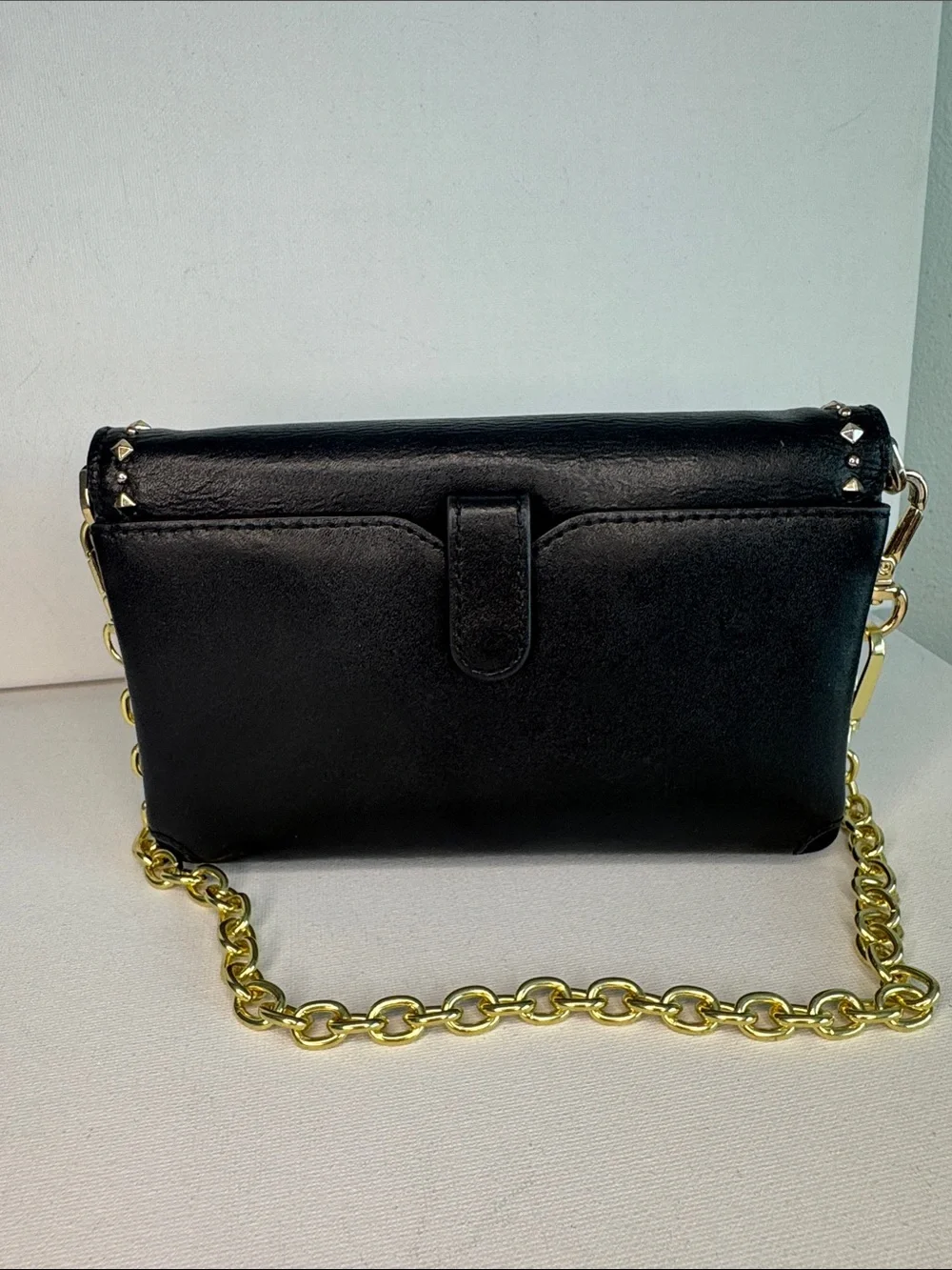 Michael Kors Black Studded Leather Phone Crossbody Wallet Bag—Shoulder Chain
